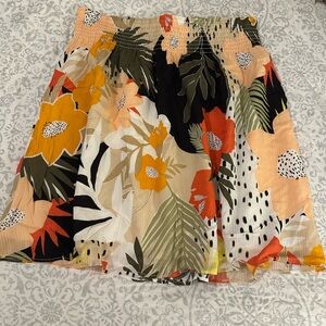 LOFT Multicolor Floral A-Line Skirt